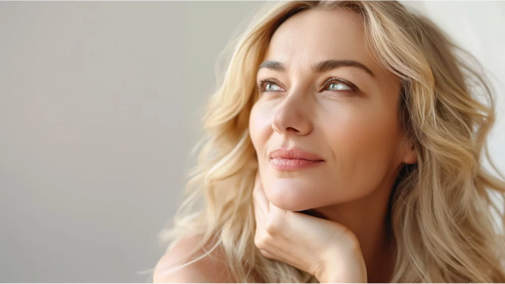 woman with ageless skin and hair