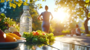 Hydrated women running in summer