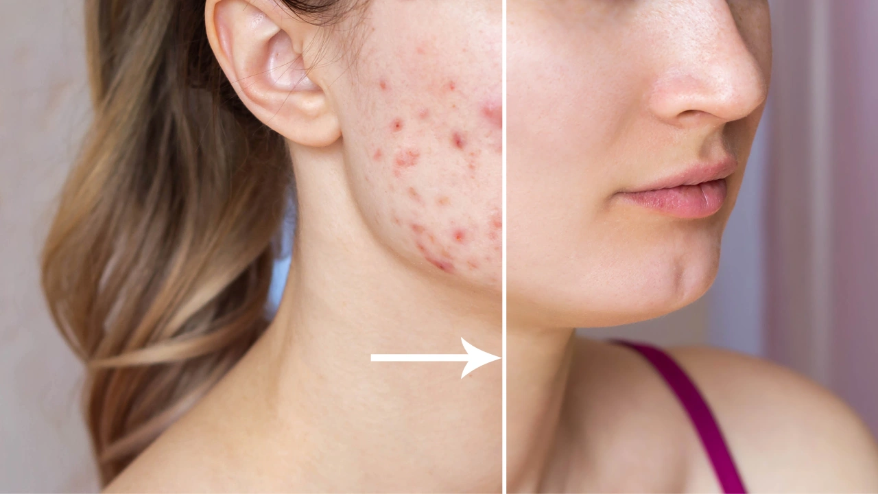 Teen with Before and after acne treatment