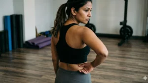 Woman having stubborn back fat