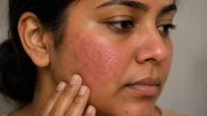 Close-Up Portrait of Facial Redness